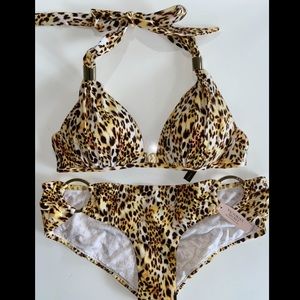 S/M Victoria’s Secret cheetah halter bikini set
